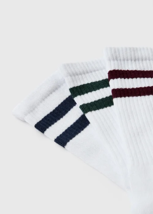 White Stripe Sports Socks 3 Pack - One Size Image 2