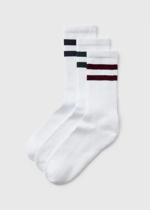 White Stripe Sports Socks 3 Pack - One Size Image 1