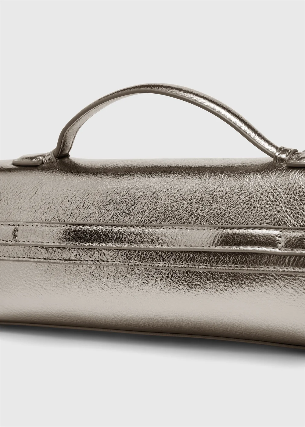 Silver Clutch Bag With Body Strap - One Size Image 2