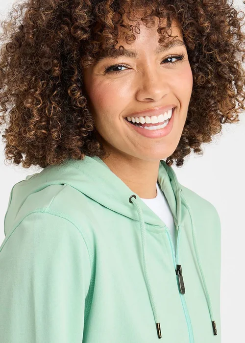 Cotton Traders Light Aqua Cotton Hooded Zip Through Sweat Top - 2XL Image 3