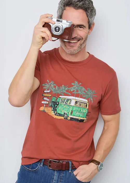 Cotton Traders Red Printed T-Shirt - 5XL Image 1