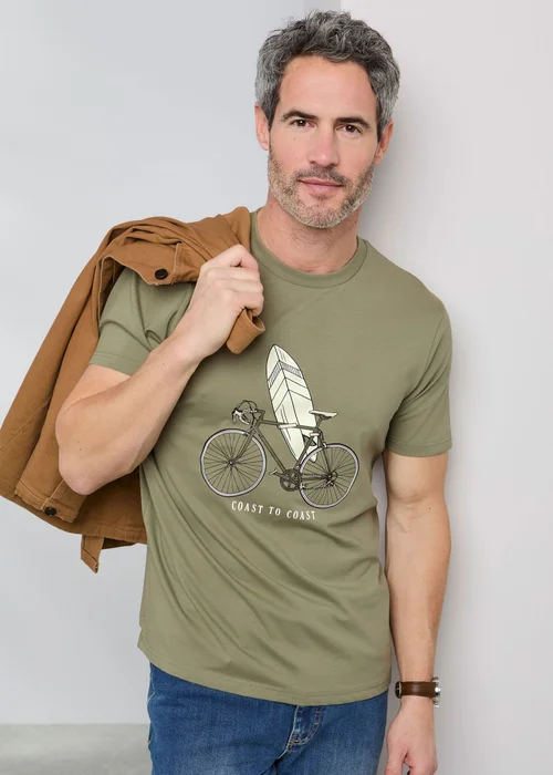 Cotton Traders Olive Printed T-Shirt - 3XL Image 2