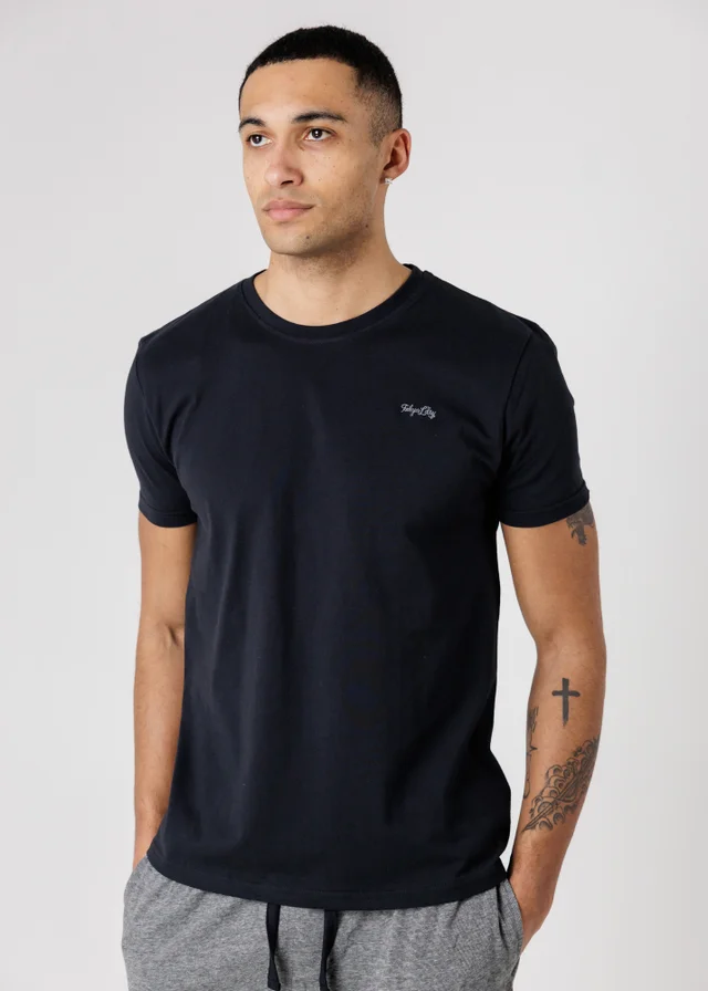 Tokyo Laundry Black Crew Neck Logo T-Shirt & Shorts Pyjama Set