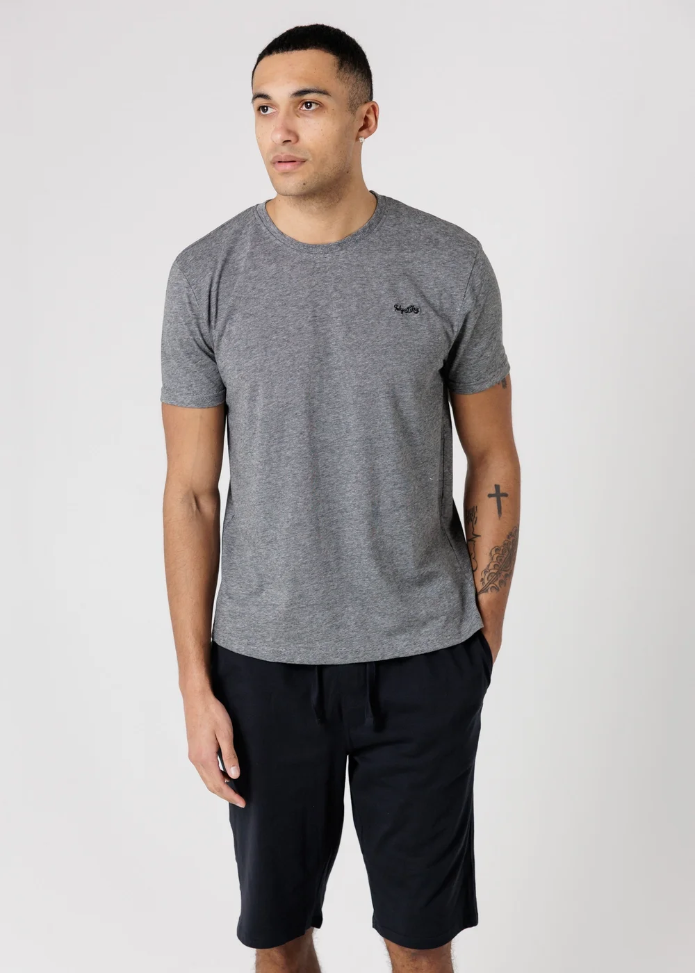 Tokyo Laundry Grey Crew Neck Logo T-Shirt & Shorts Pyjama Set - XL Image 1