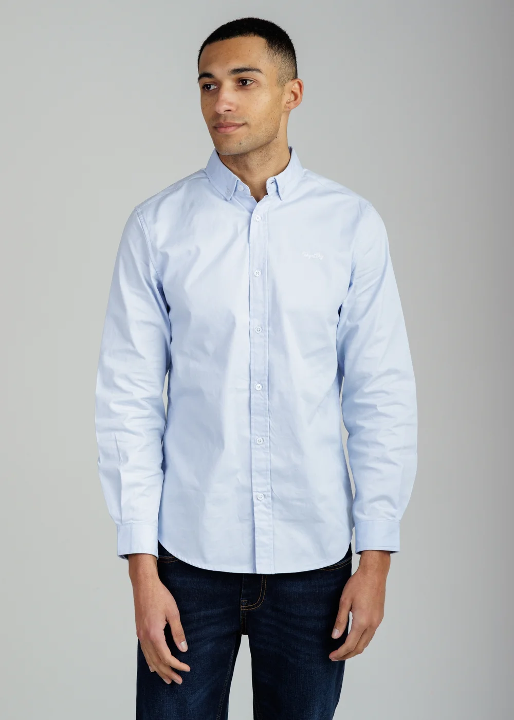 Tokyo Laundry Light Blue Cotton Oxford Long Sleeve Shirt - 2XL Image 1