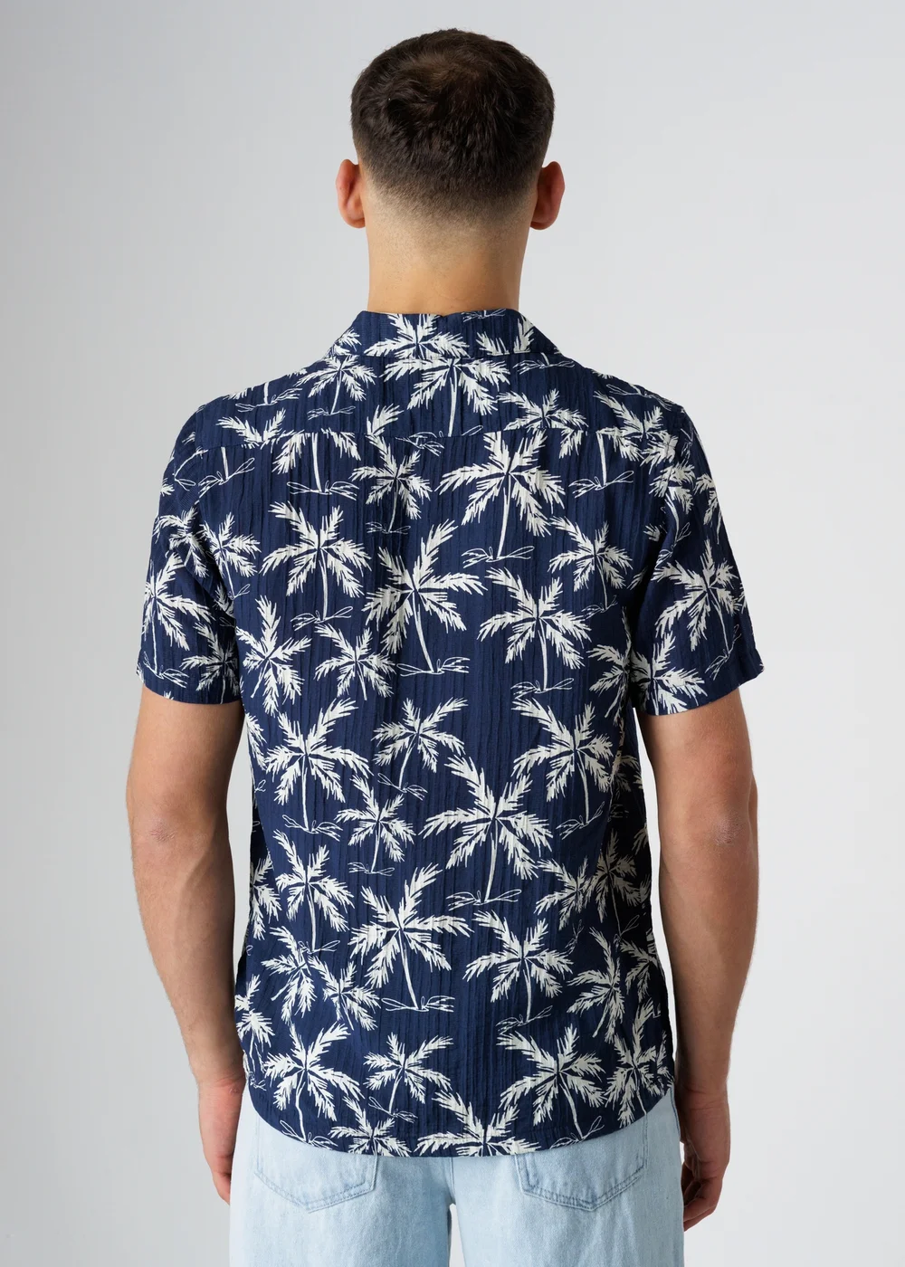 Tokyo Laundry Navy Relaxed Button-Up Palm Print Holiday Shirt - L Image 2