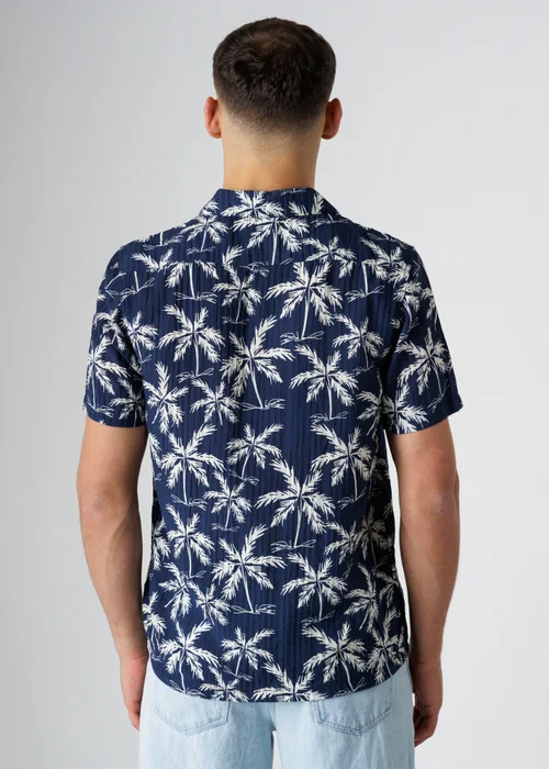 Tokyo Laundry Navy Relaxed Button-Up Palm Print Holiday Shirt - L Image 2