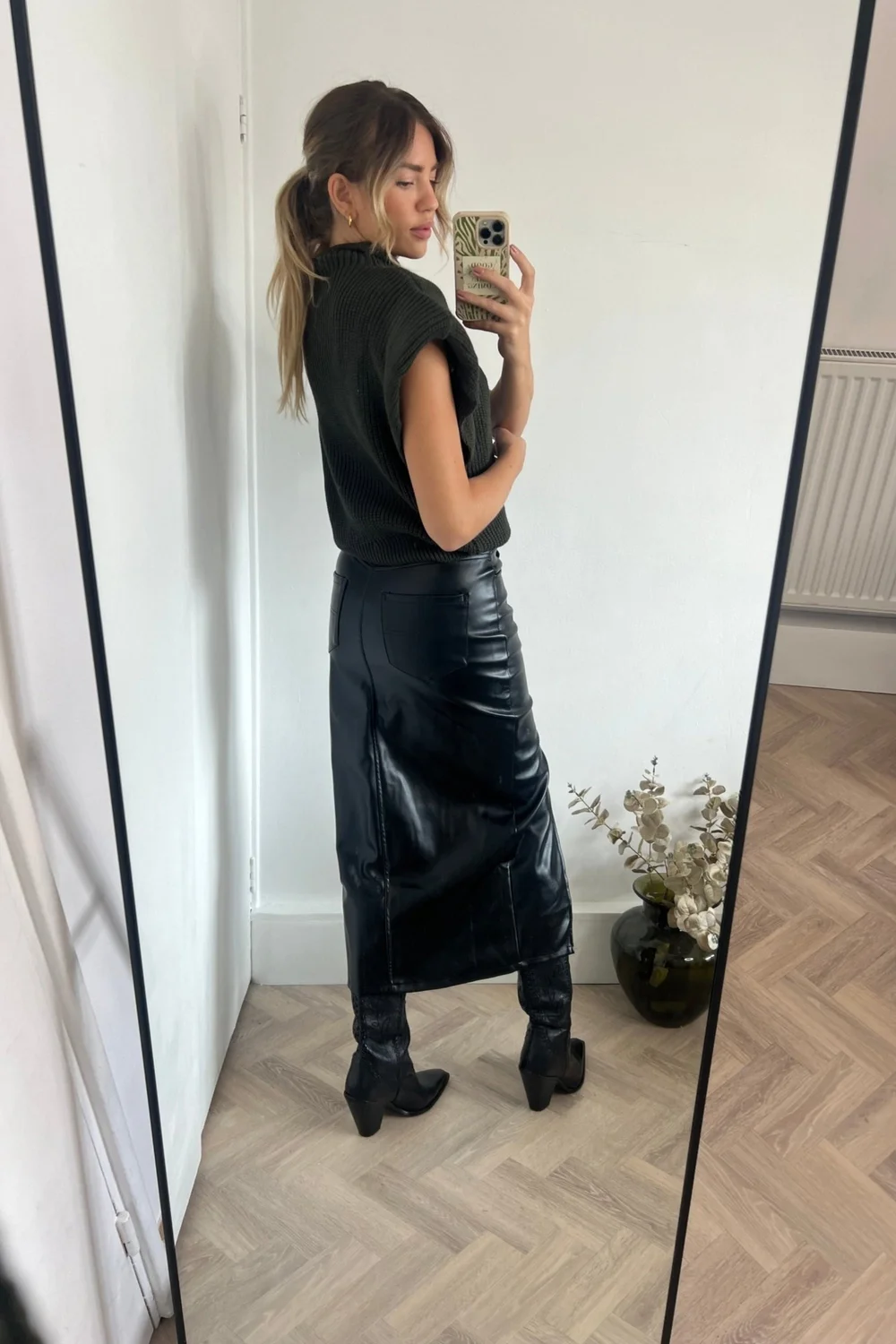 Style Cheat Black Brielle PU Midi Skirt - 14 Image 6