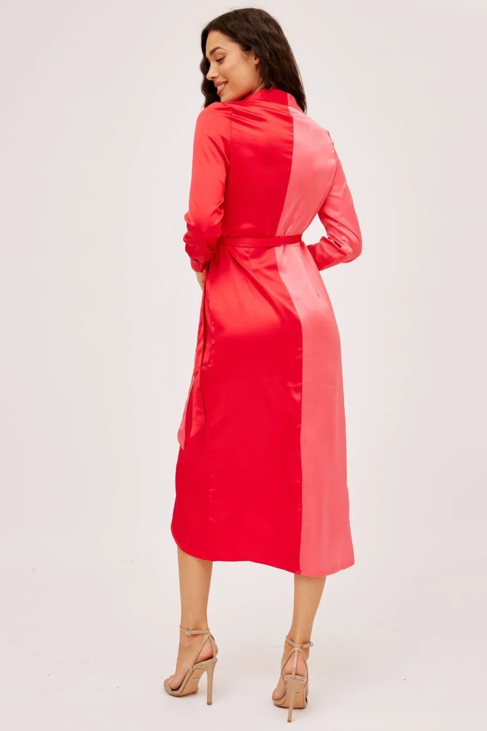 Style Cheat Pink & Red Jem Colour Block Wrap Dress - 10 Image 3