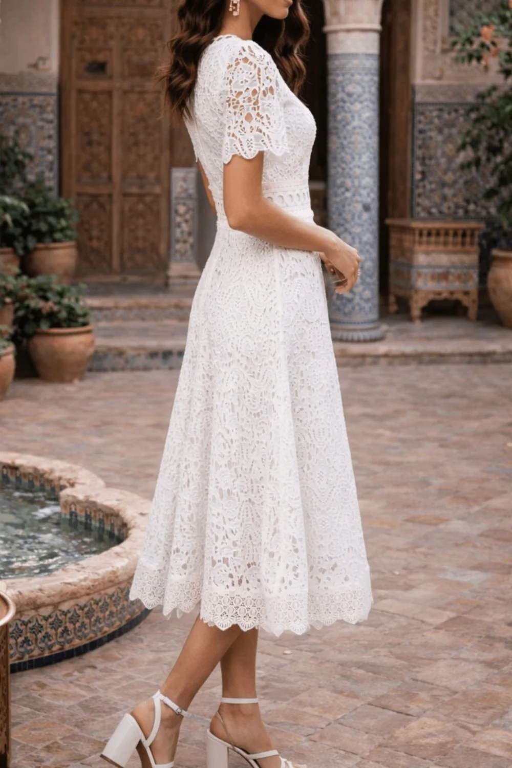 Style Cheat White Broderie Lace Midi Dress - 10 Image 3