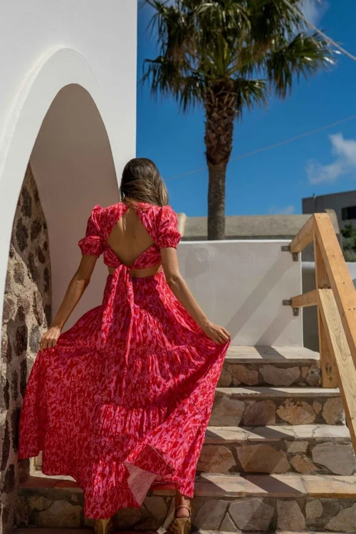 Style Cheat Pink Animal Zoe Tiered Cutout Maxi Dress - 8 Image 2
