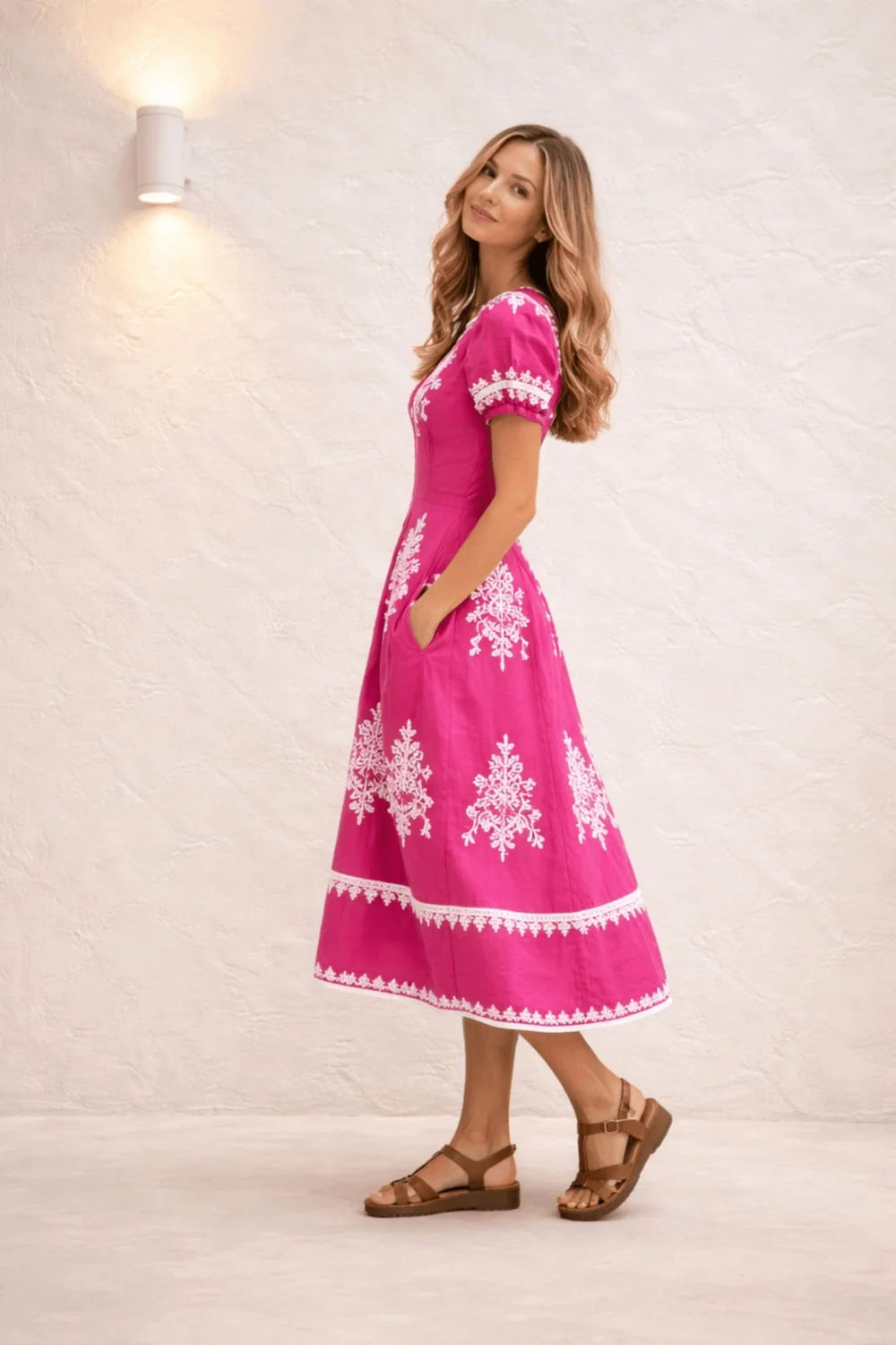 Style Cheat Knot Front Midi Dress Pink - 10 Image 2