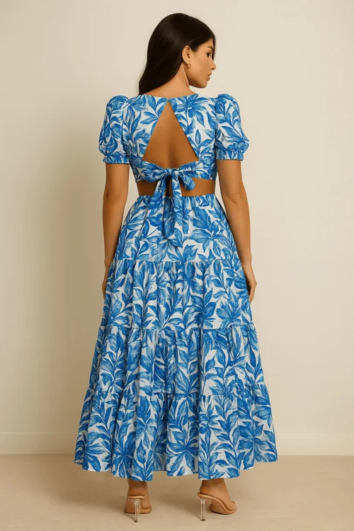 Style Cheat Blue Floral Zoe Tiered Cutout Maxi Dress - 8 Image 5