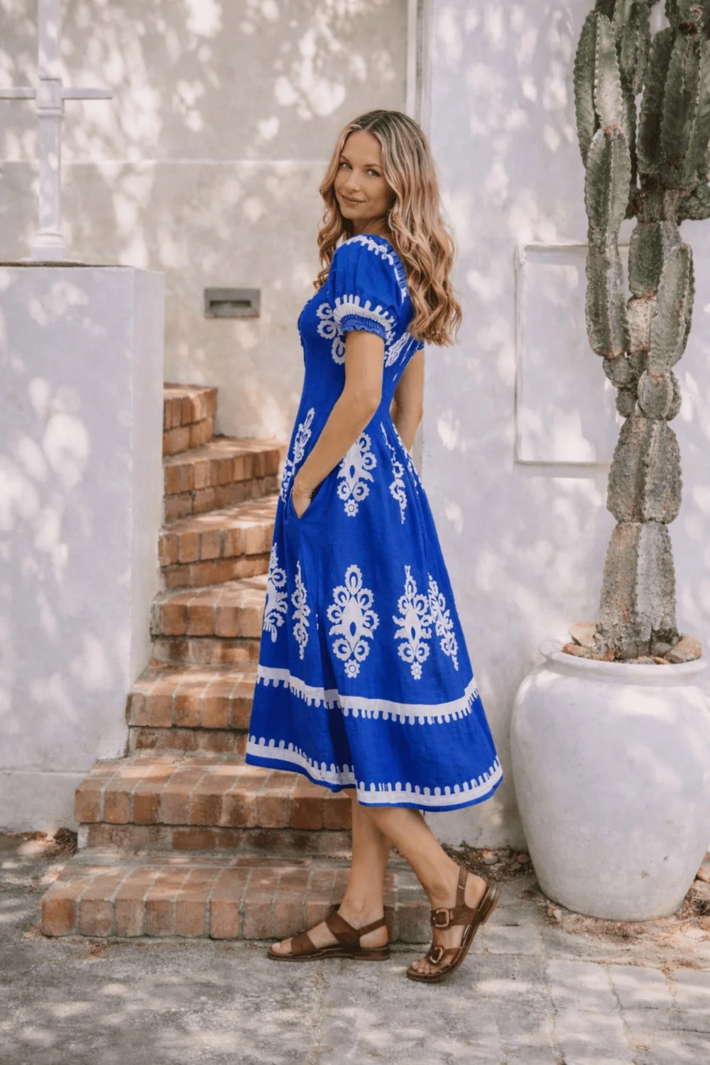 Style Cheat Knot Front Midi Dress Blue - 8 Image 3