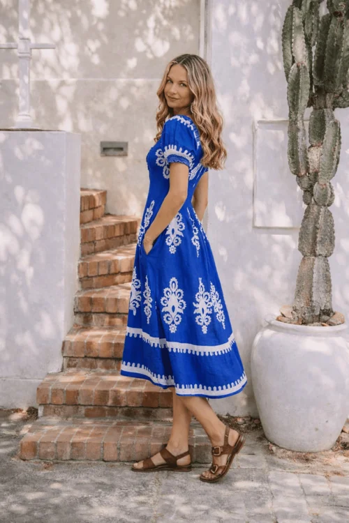 Style Cheat Knot Front Midi Dress Blue - 8 Image 3