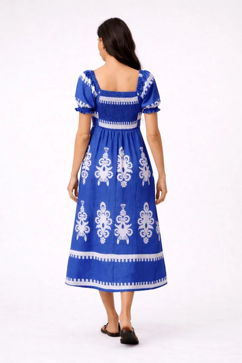 Style Cheat Knot Front Midi Dress Blue - 8 Image 4