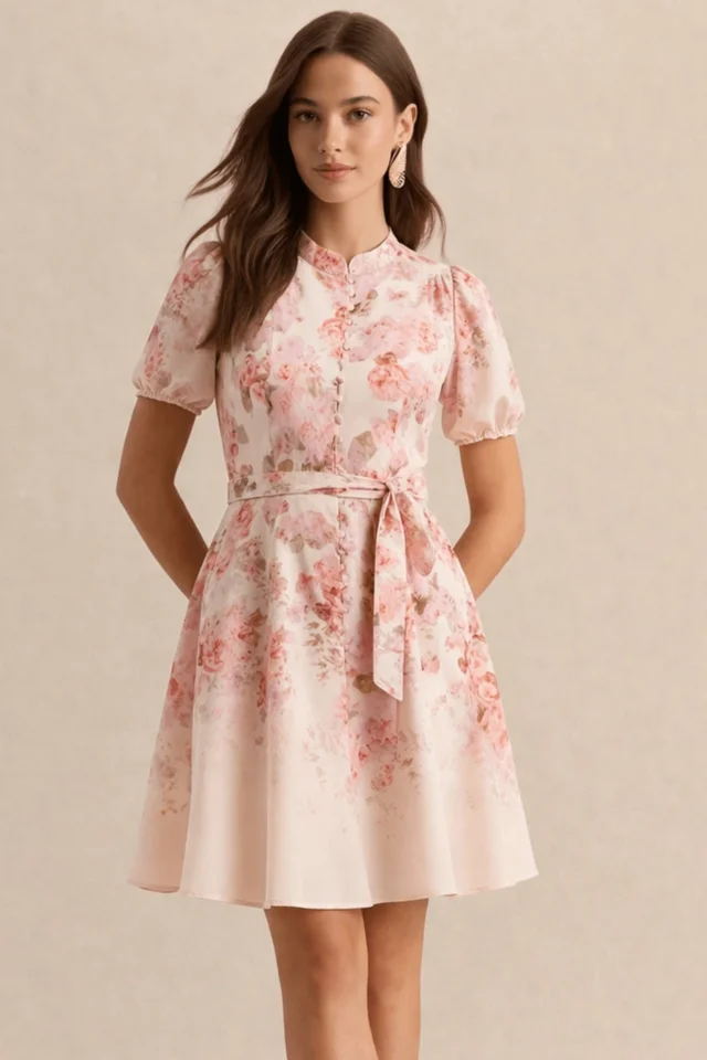 Style Cheat Placement Pink Mini Dress