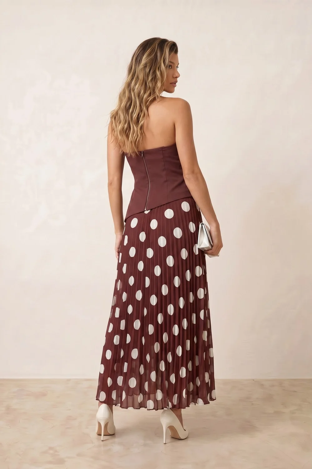 Style Cheat Brown Spot Madelaine Bandeau Midi Dress - 16 Image 4
