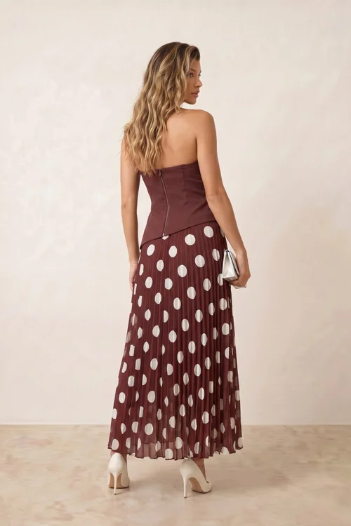Style Cheat Brown Spot Madelaine Bandeau Midi Dress - 16 Image 4