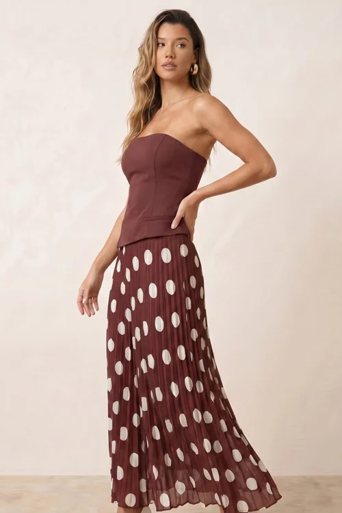 Style Cheat Brown Spot Madelaine Bandeau Midi Dress - 16 Image 3