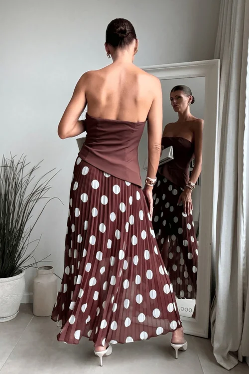Style Cheat Brown Spot Madelaine Bandeau Midi Dress - 16 Image 5