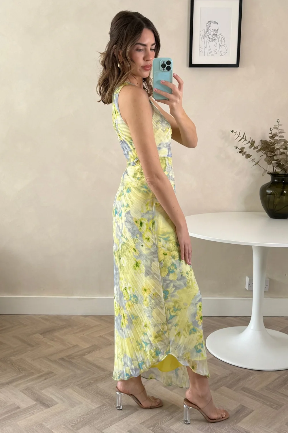 Style Cheat Yellow Floral Marley Asymmetric Pleated Maxi Dress - 12 Image 4