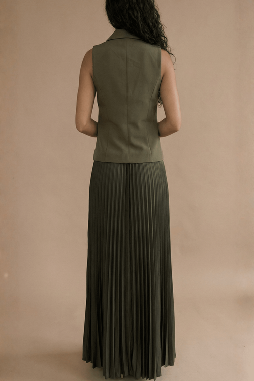 Style Cheat Orlaith Khaki Button Pleat Blazer Dress - 10 Image 3