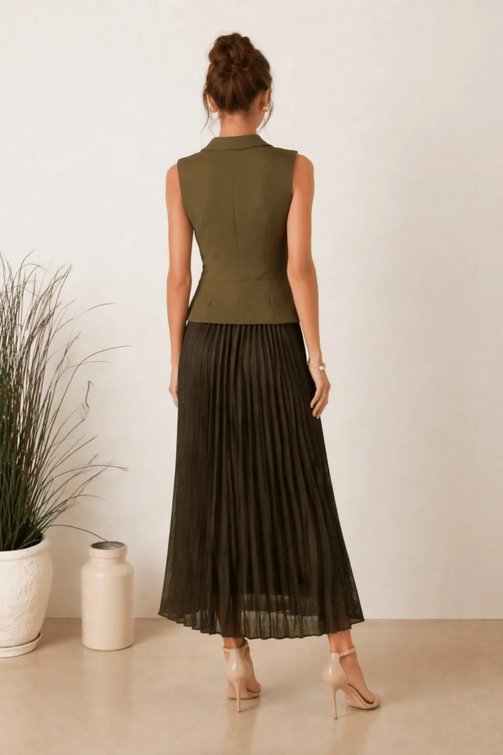 Style Cheat Orlaith Khaki Button Pleat Blazer Dress - 10 Image 2