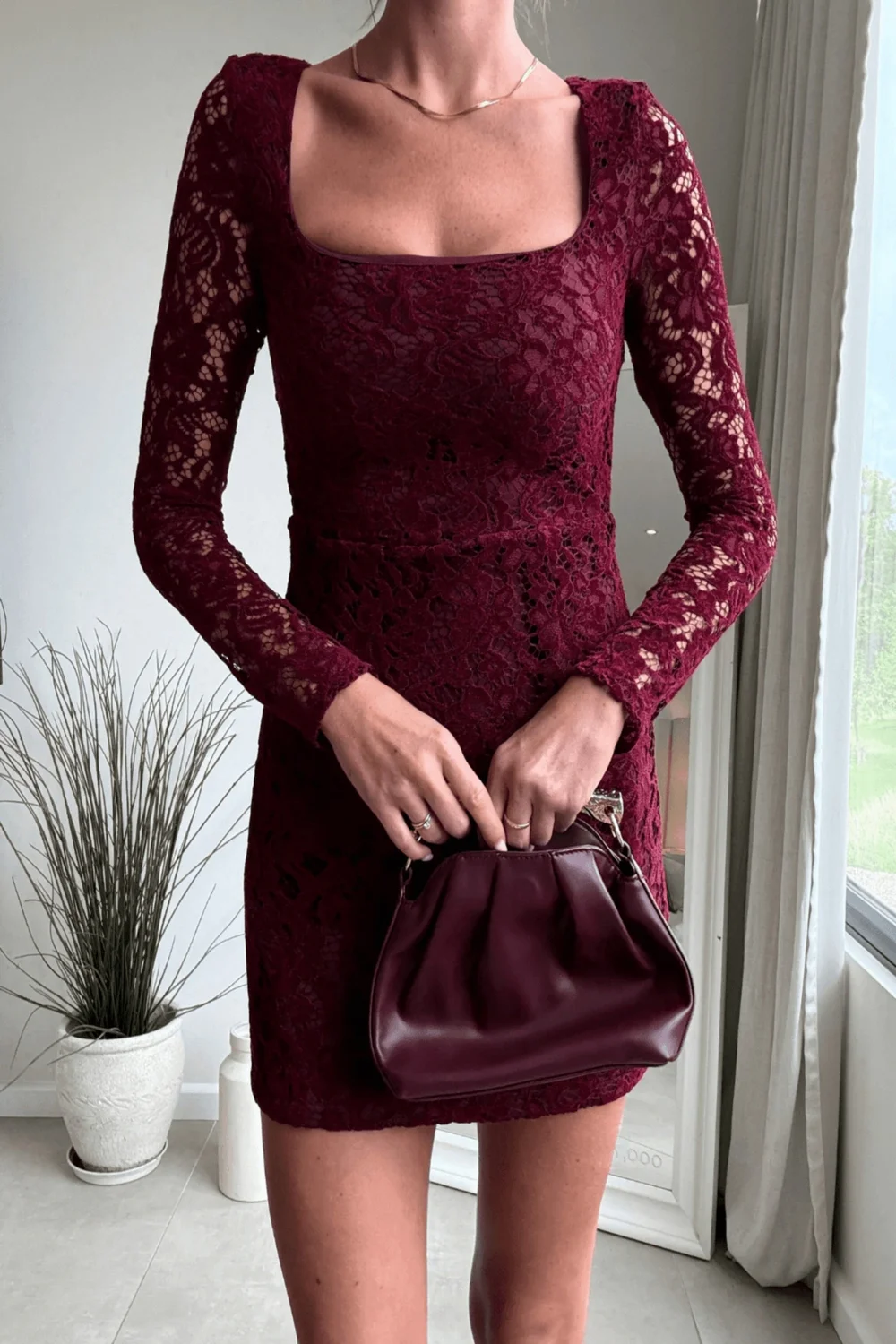 Style Cheat Burgundy Red Rita Lace Dress - 8 Image 2