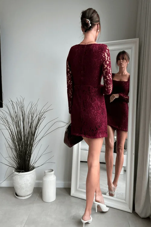 Style Cheat Burgundy Red Rita Lace Dress - 8 Image 4