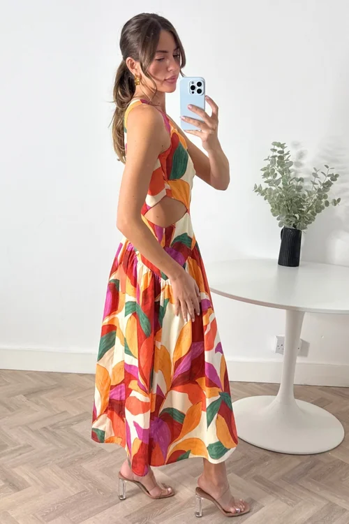Style Cheat Multi Jasmine Cut Out One Shoulder Midi Dress - 8 Image 6