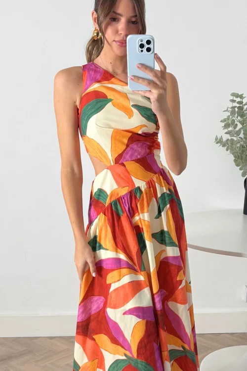 Style Cheat Multi Jasmine Cut Out One Shoulder Midi Dress - 8 Image 4