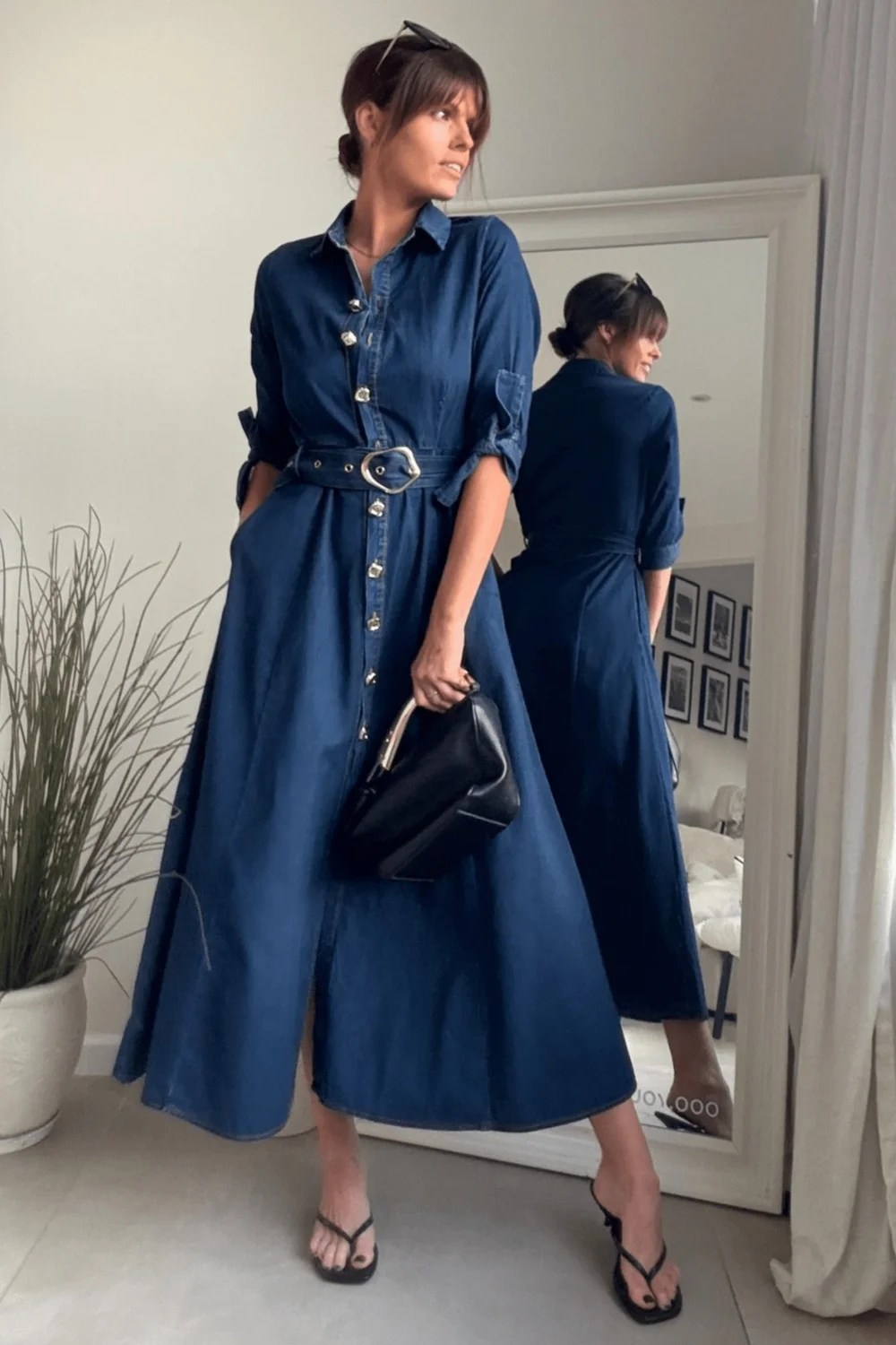 Style Cheat Blue Denim Daphne Belted Shirt Dress - 16 Image 3