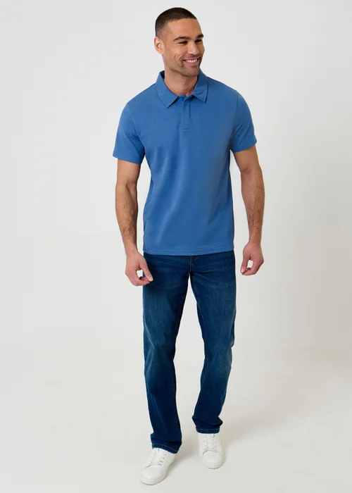 Threadbare Blue Textured Cotton Rich Polo Shirt - XL Image 3