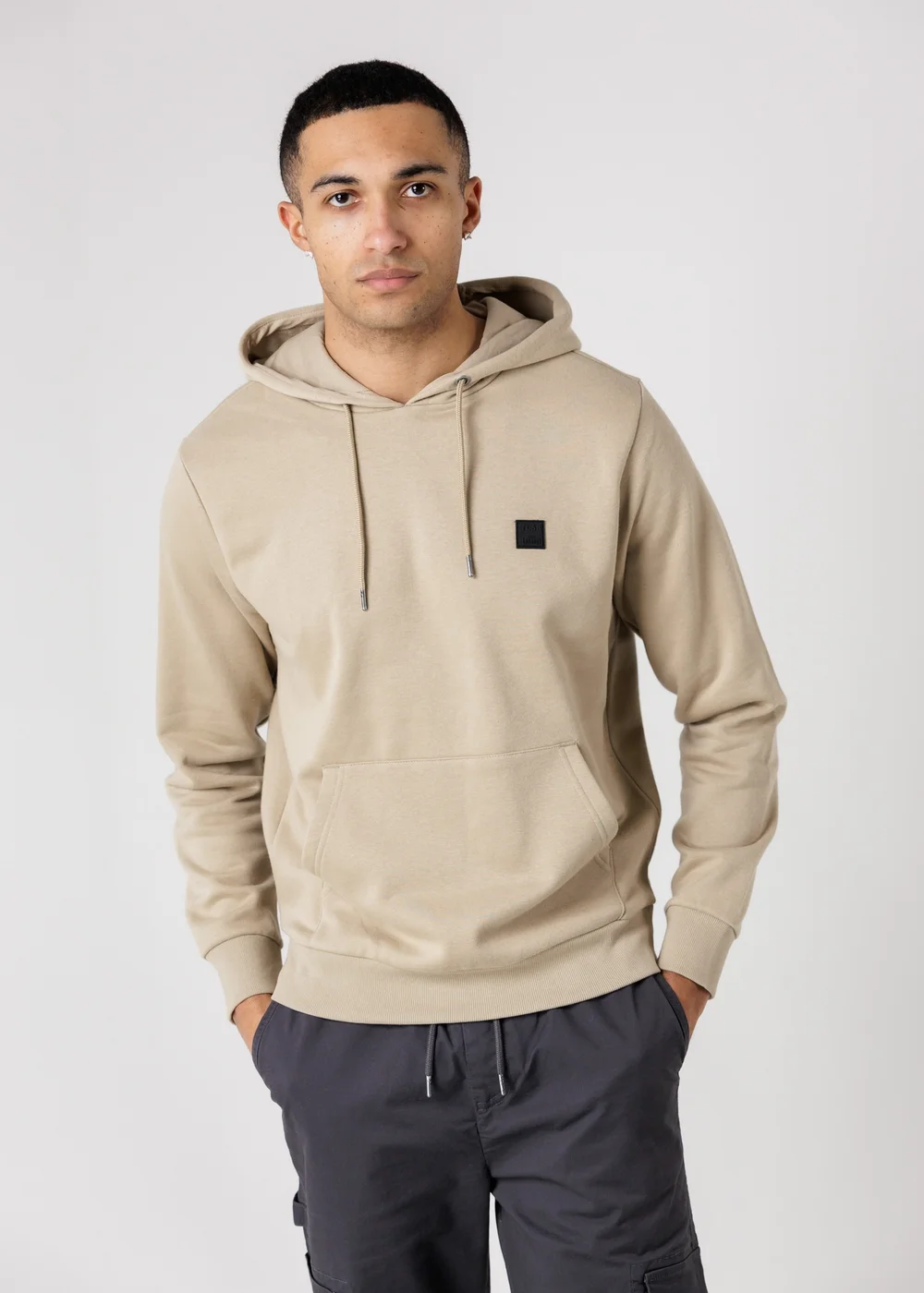Tokyo Laundry Beige Brushed Back Fleece Hoody With Small Chest Logo - L Image 1