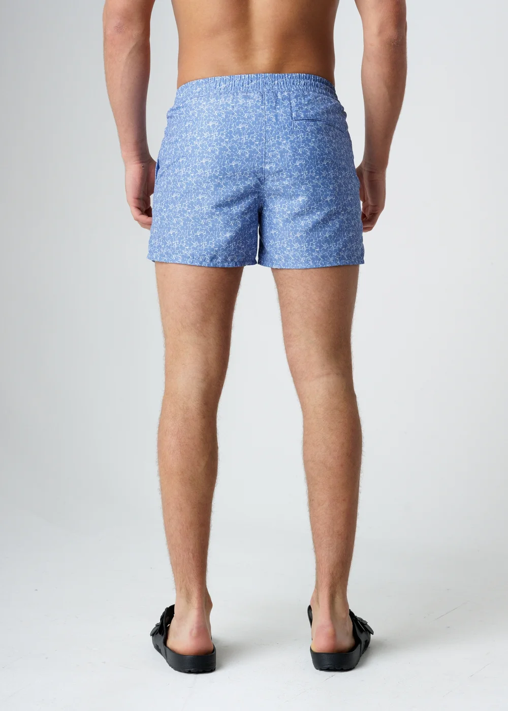 Influence Blue Elasticated Floral Print Swim Shorts - L Image 2