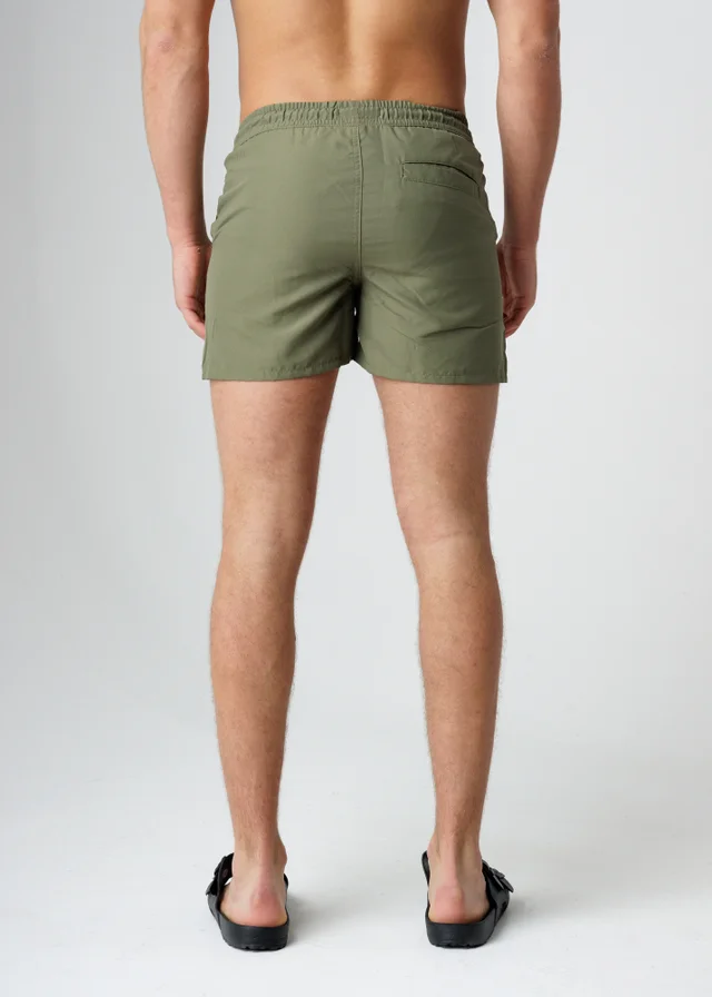 Influence Khaki Elasticated Cargo-Style Swim Shorts