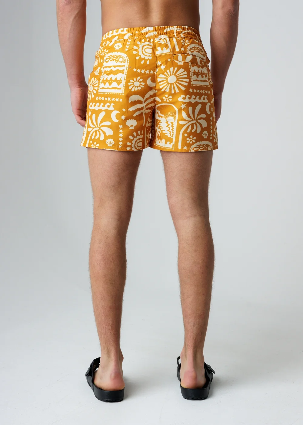 Influence Orange Elasticated Tropical Print Swim Shorts - M Image 2