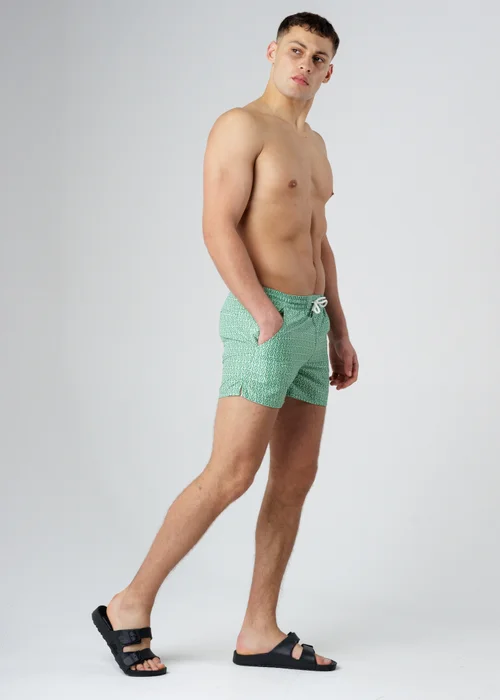 Influence Green Elasticated Geometric Print Swim Shorts - XL Image 4
