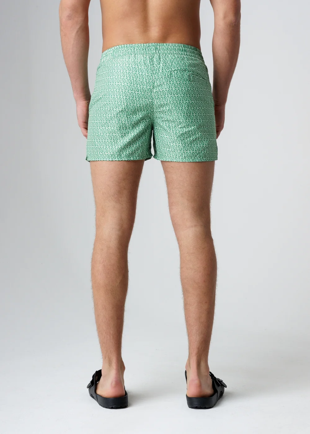 Influence Green Elasticated Geometric Print Swim Shorts - XL Image 2