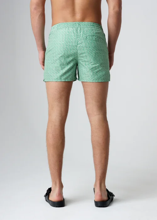 Influence Green Elasticated Geometric Print Swim Shorts - XL Image 2