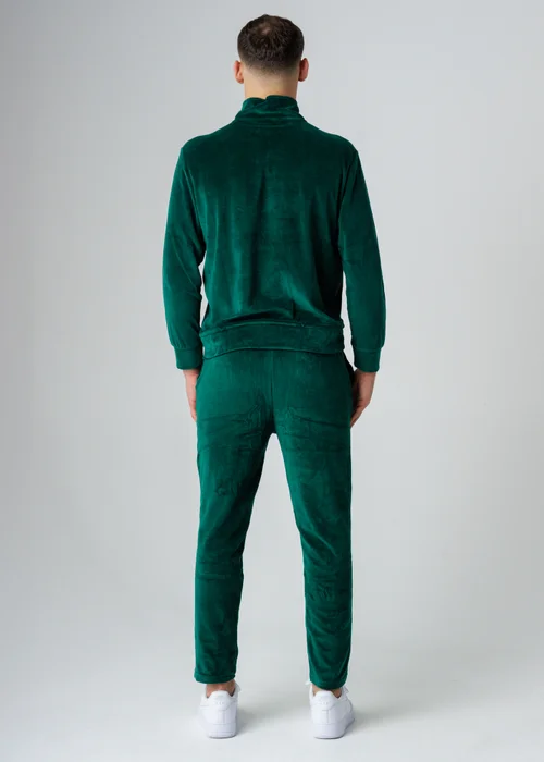 Influence Green Velour Half Zip Funnel Neck Sweatshirt & Jogger Tracksuit - S Image 2
