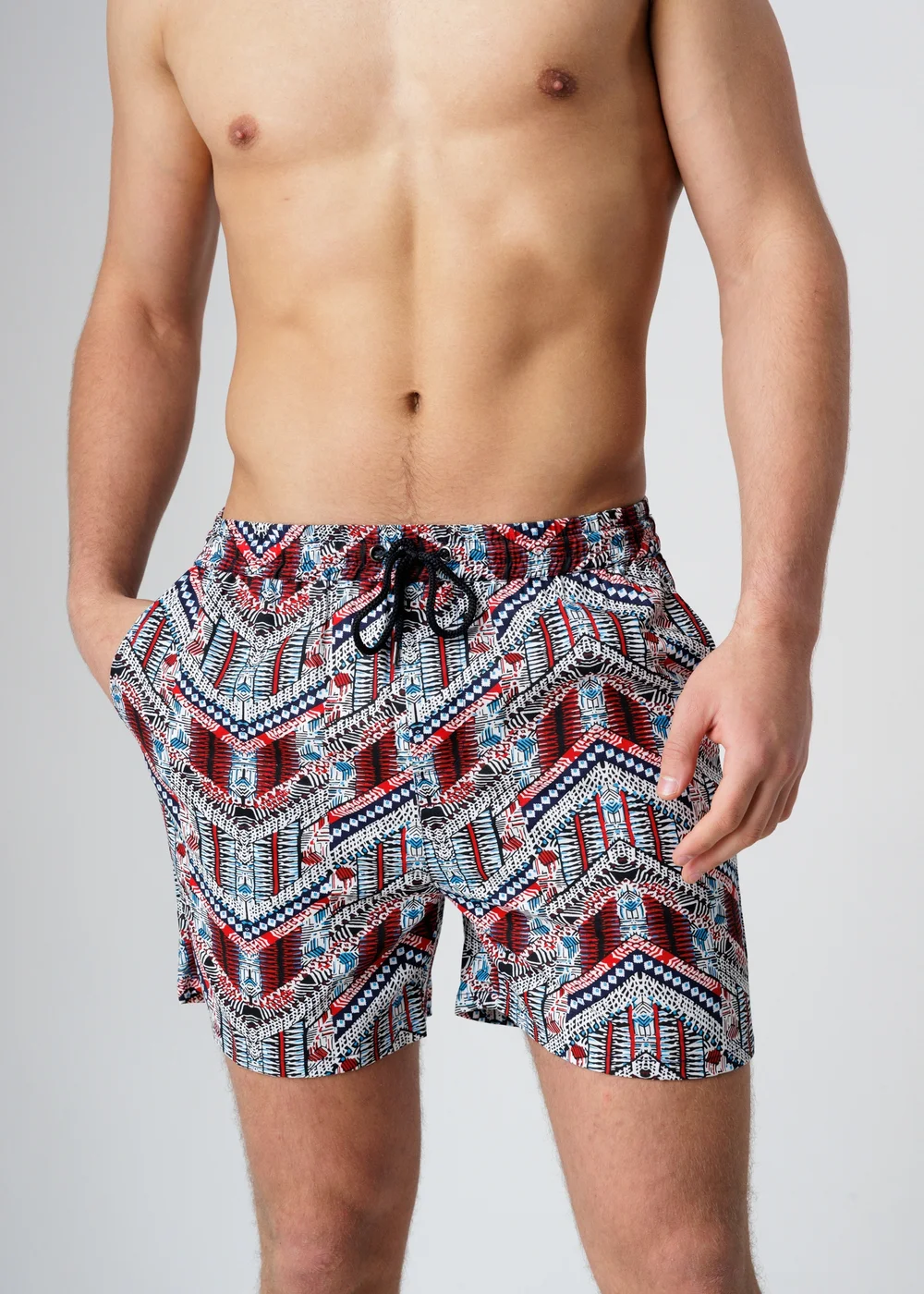 Influence Navy Abstract Print Elasticated Shorts - S Image 3