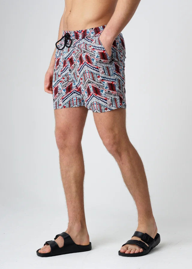 Influence Navy Abstract Print Elasticated Shorts