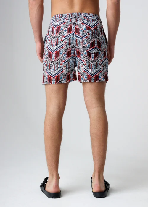 Influence Navy Abstract Print Elasticated Shorts - S Image 2