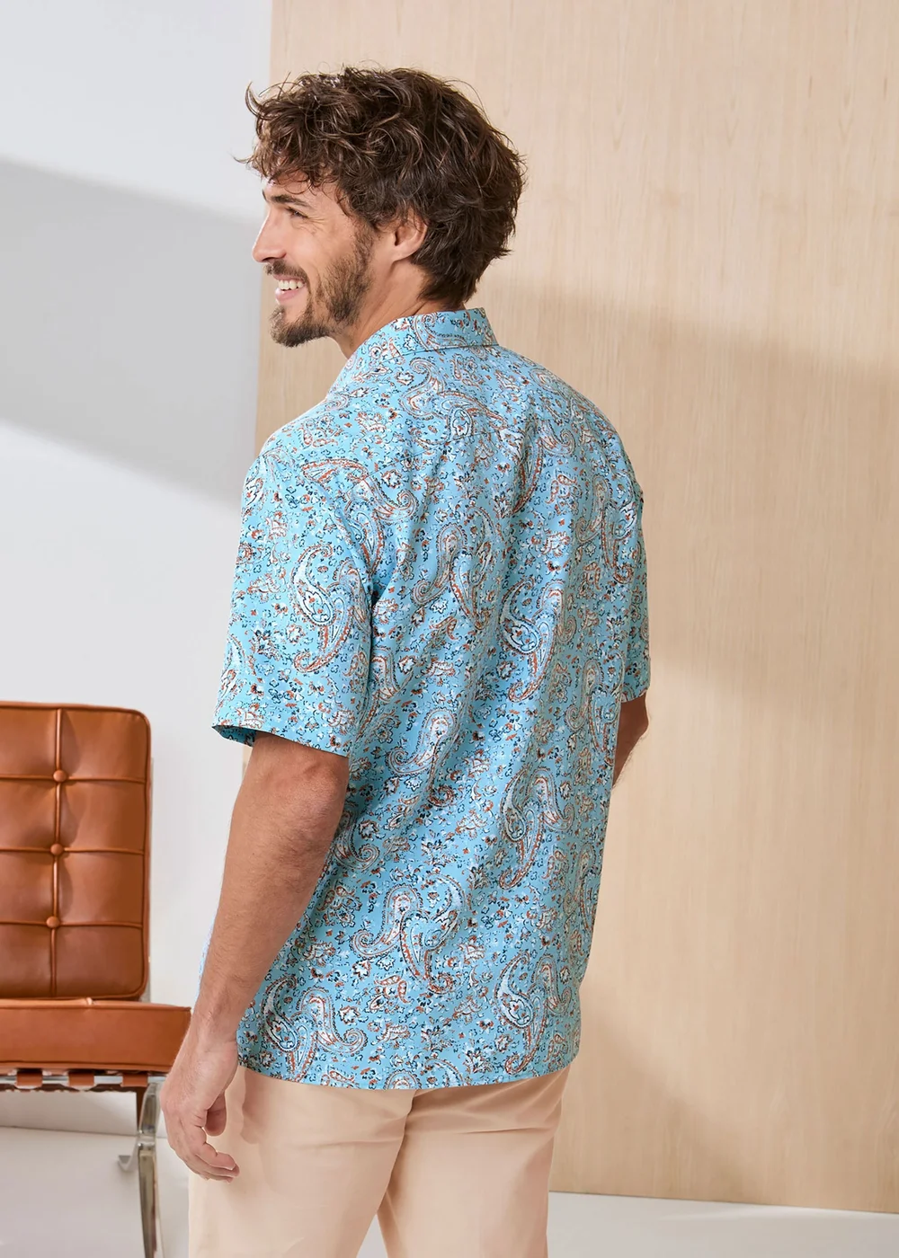Cotton Traders Light Blue Signature Short Sleeve Soft Touch Print Shirt - 4XL Image 3