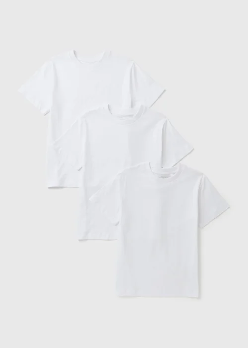 3 Pack Boys White T-Shirts (7-15yrs) - 7 Yrs Image 1