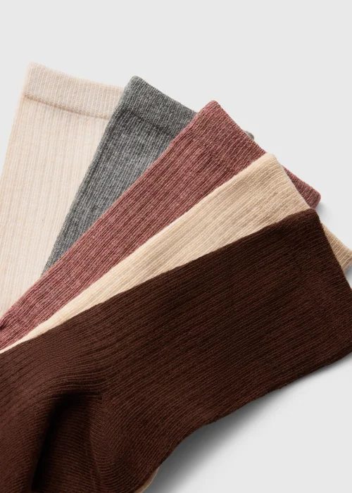 Multicoloured 5 Pack Ribbed Ankle Socks - One Size Image 2