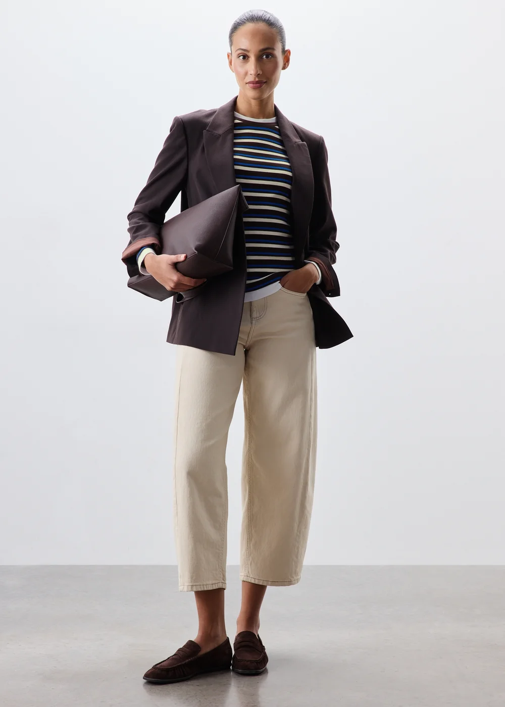Chocolate Brown Striped Double Layer Top - 8 Image 4