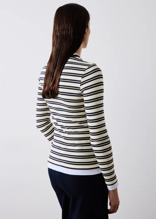 Navy Ribbed Double Layer Striped T-Shirt - 8 Image 2